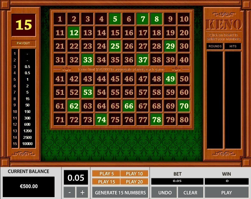 Бесплатная игра Кено